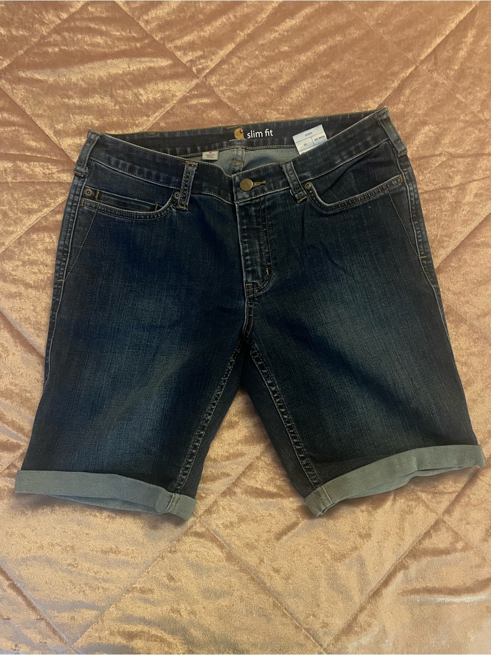 Carhartt Slim Fit Dark Wash Denim Shorts - Women